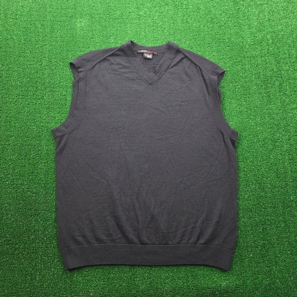 Nike Tiger Woods Sweater Vest Mens Large Black V-Neck‎ Knit Wool Golf Preppy